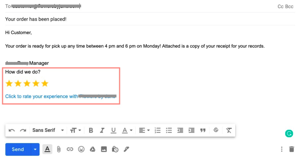 review link in email signature